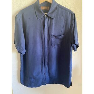 Tasso Elba Men's Textured Shirt Navy, Size Medium